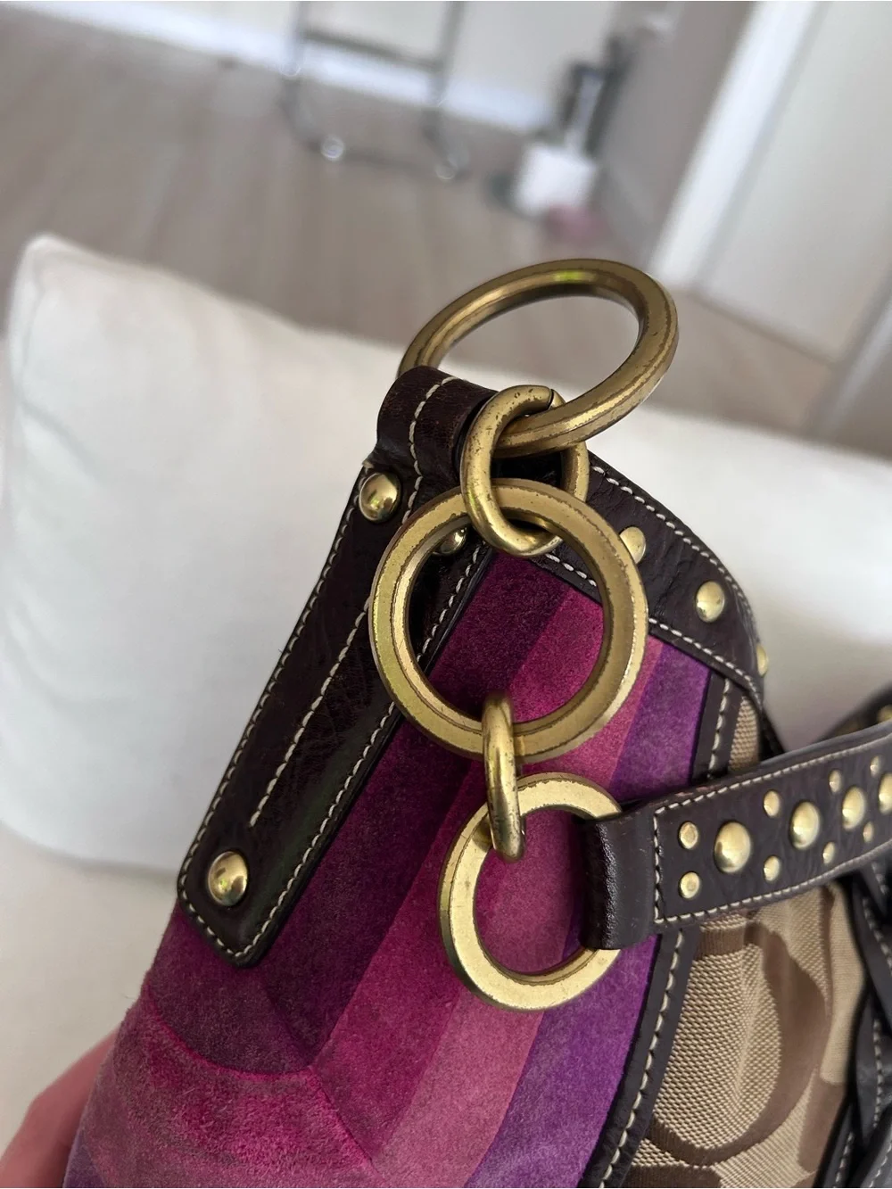 Rare Y2K Coach Signature Soho Bag w/ Pink Suede